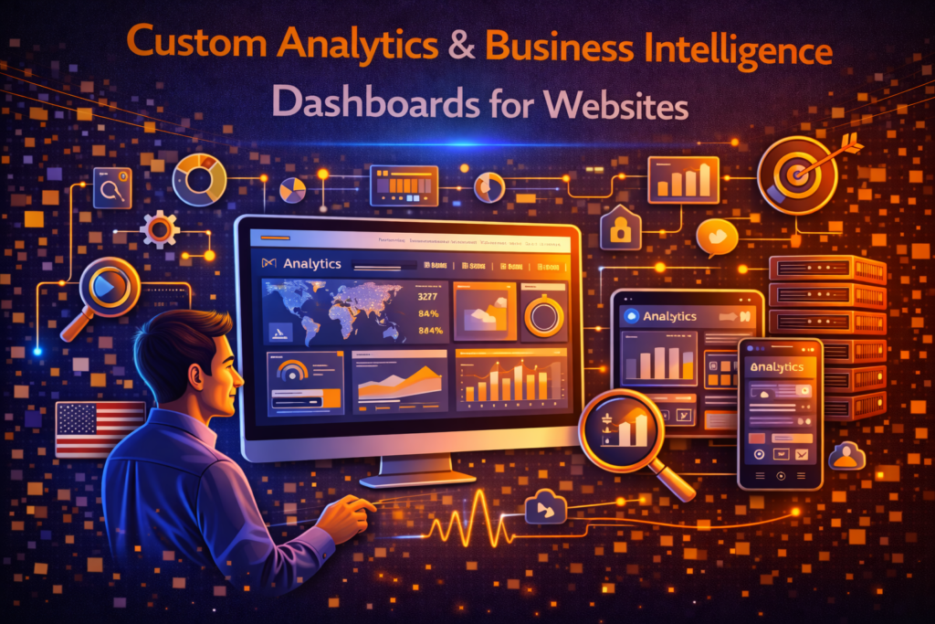 Custom Analytics & Business Intelligence Dashboards for Websites are how modern U.S. businesses stop “reporting” and start “operating.” Most websites already generate massive value signals: which traffic converts, where users drop, what content drives qualified leads, which product pages produce revenue, which regions underperform, which devices struggle, and which campaigns are wasting spend. The problem isn’t a lack of data—it’s a lack of decision-ready clarity. Custom Analytics & Business Intelligence Dashboards for Websites