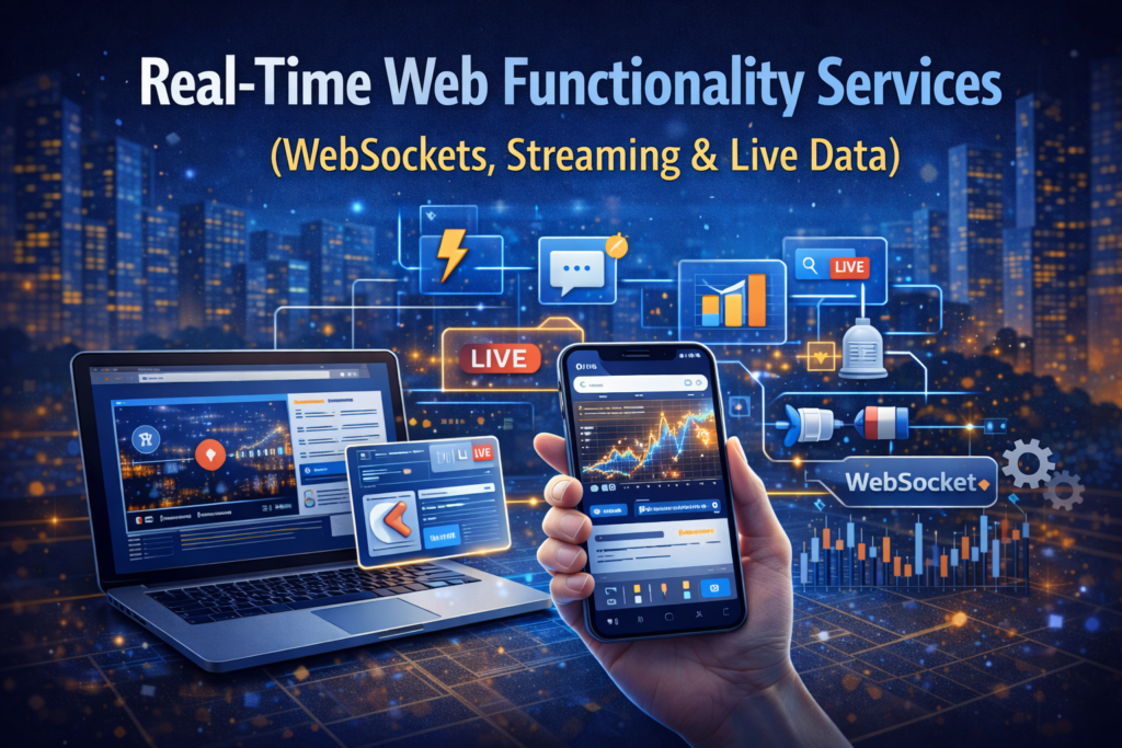 Real-Time Web Functionality Services (WebSockets, Streaming & Live Data) help U.S. businesses build websites and web apps that feel alive—updates appear instantly, users collaborate smoothly, alerts arrive at the right moment, and dashboards reflect reality instead of “last refresh.” This matters because modern users compare your experience to the best apps they use every day. If your product listings, status updates, chat replies, or monitoring dashboards feel laggy, trust drops fast. Real-Time Web Functionality Services (WebSockets, Streaming & Live Data)