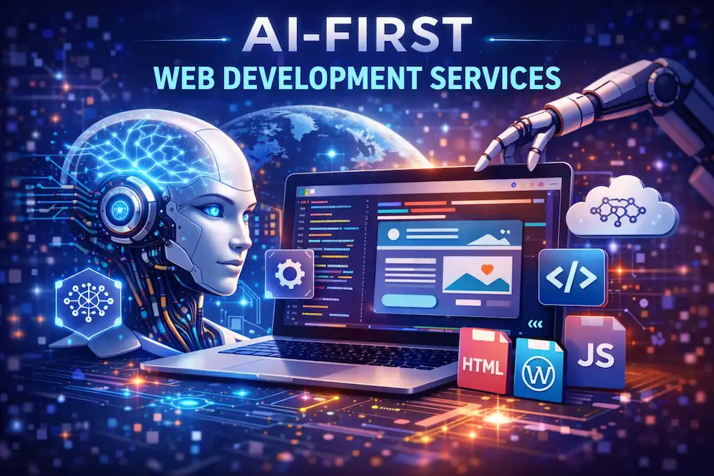 AI-First Web Development Services are not just “use AI to write code faster.” Code automation is helpful, but it’s only the starting point. AI-first means AI is designed into the entire web system: research, UX strategy, content structure, design systems, quality assurance, experimentation, analytics, performance monitoring, and governance. The outcome is not merely speed. The outcome is smarter delivery: more reliable releases, clearer user journeys, higher conversion confidence, and measurable improvements in business results. AI-First Web Development Services