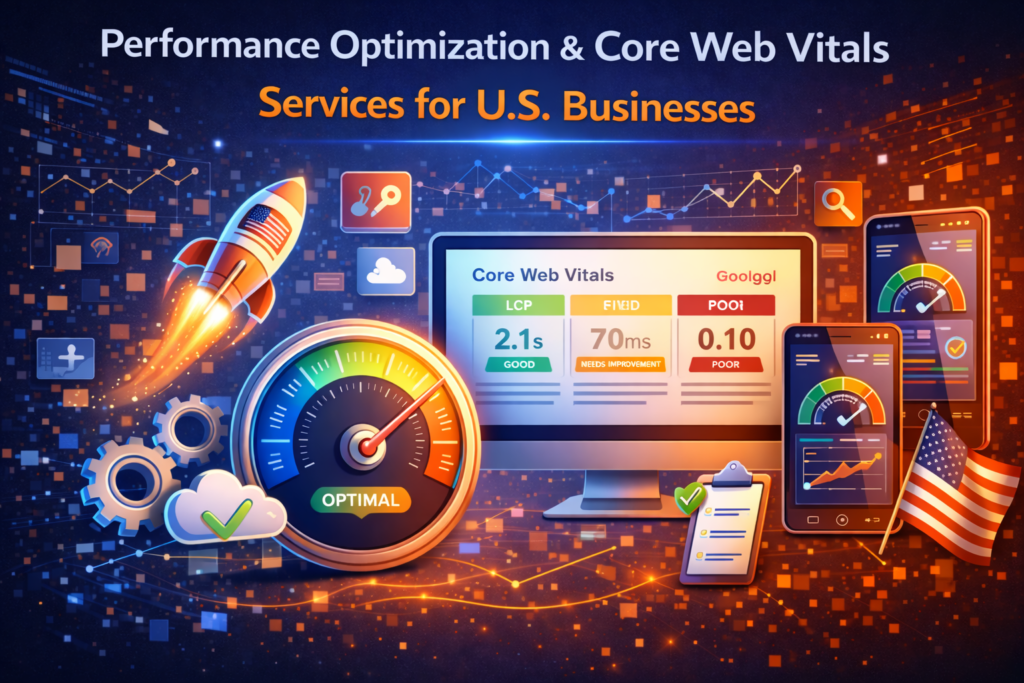 Performance Optimization & Core Web Vitals Services for U.S. Businesses are no longer optional if your website is expected to generate leads, sales, bookings, or trust at scale. In the U.S. market, users compare you against fast eCommerce brands, modern SaaS products, and app-like experiences. If your pages feel slow, the user doesn’t “wait patiently”—they leave. Performance Optimization & Core Web Vitals Services for U.S. Businesses